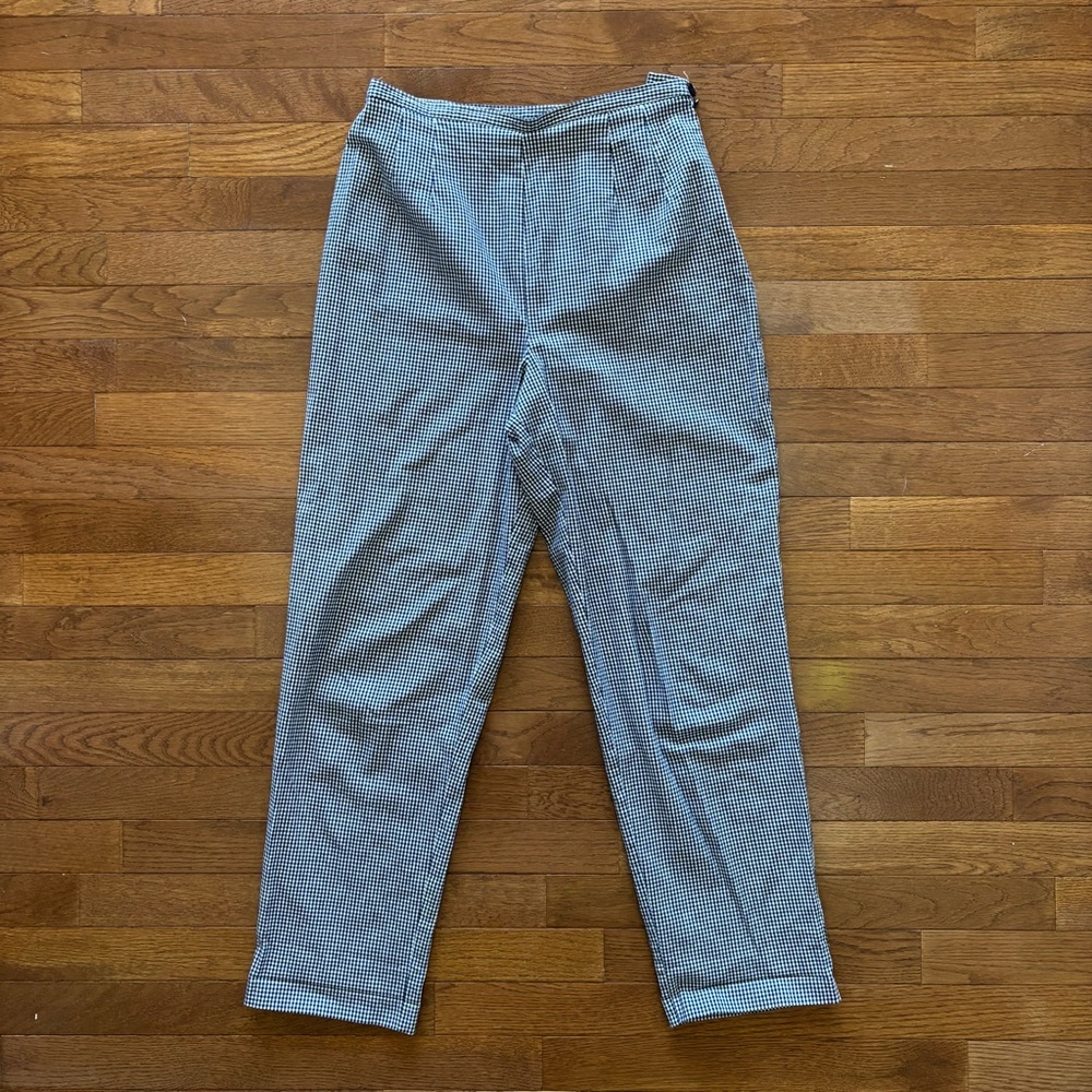 Vintage Ginham Navy and White High Waist Straight Leg Trousers